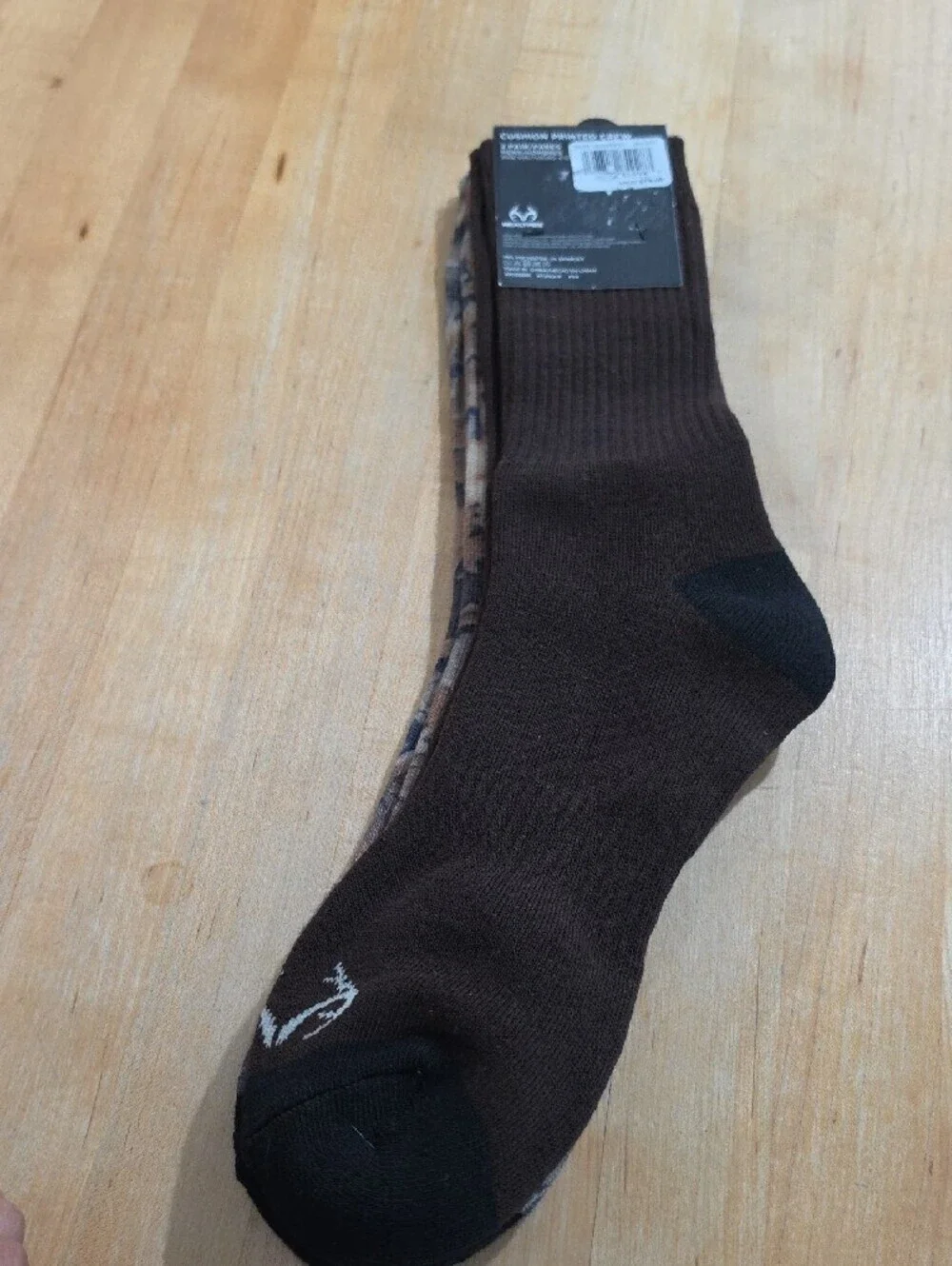 Realtree Men's Camo Crew Socks in Black, Brown & Green Hunting